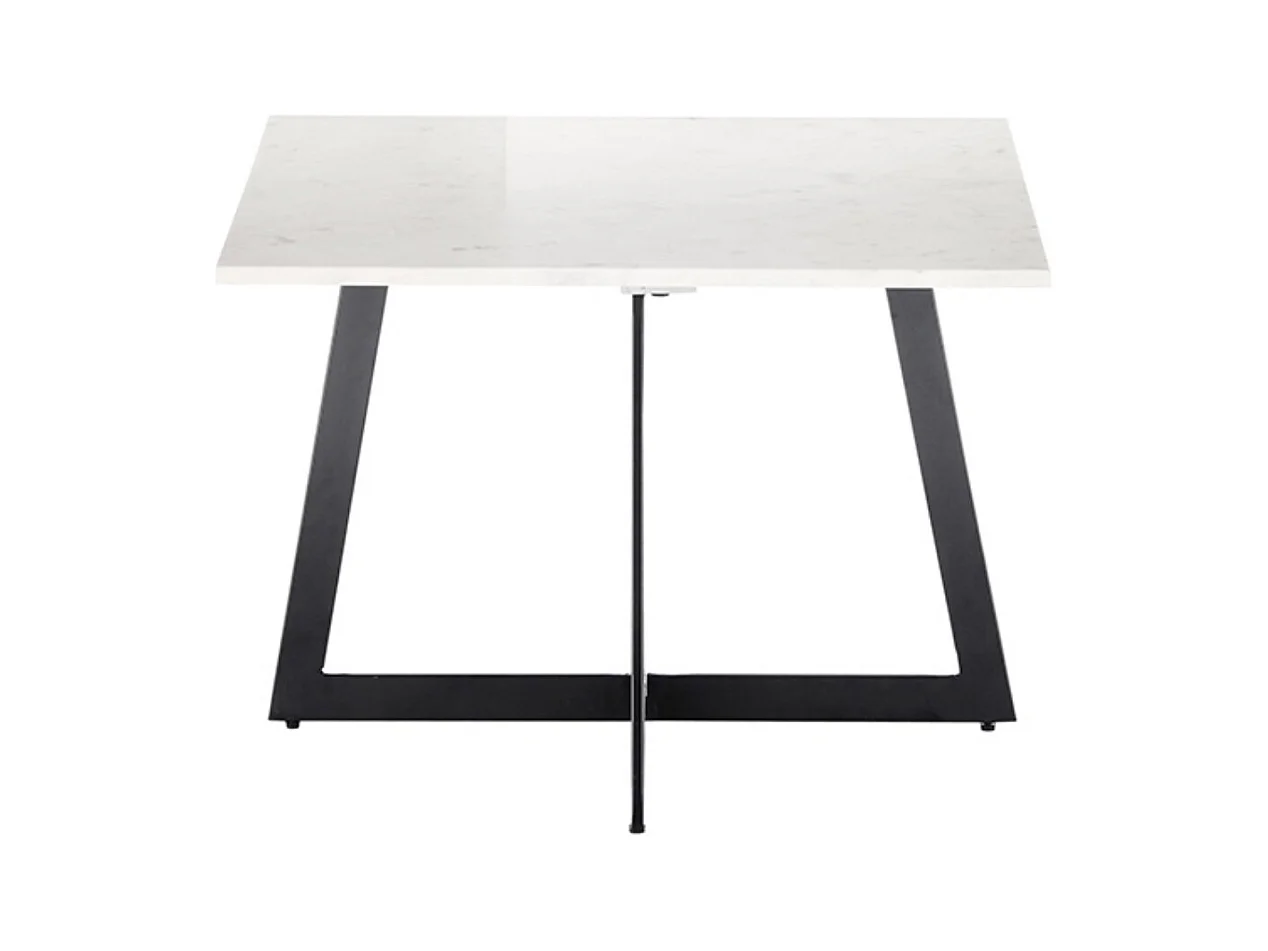 Table basse coloris blanc/ pieds en métal laqué - Longueur 65 x Hauteur 44 x Profondeur 55 cm