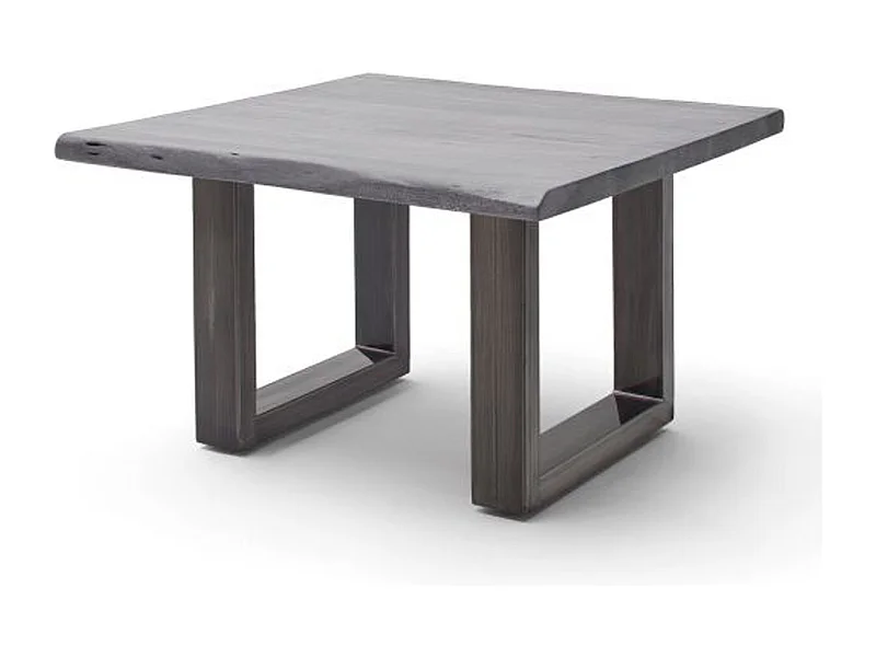 Table basse en bois d'acacia massif gris et acier antique - L.75 x H.45 x P.75 cm