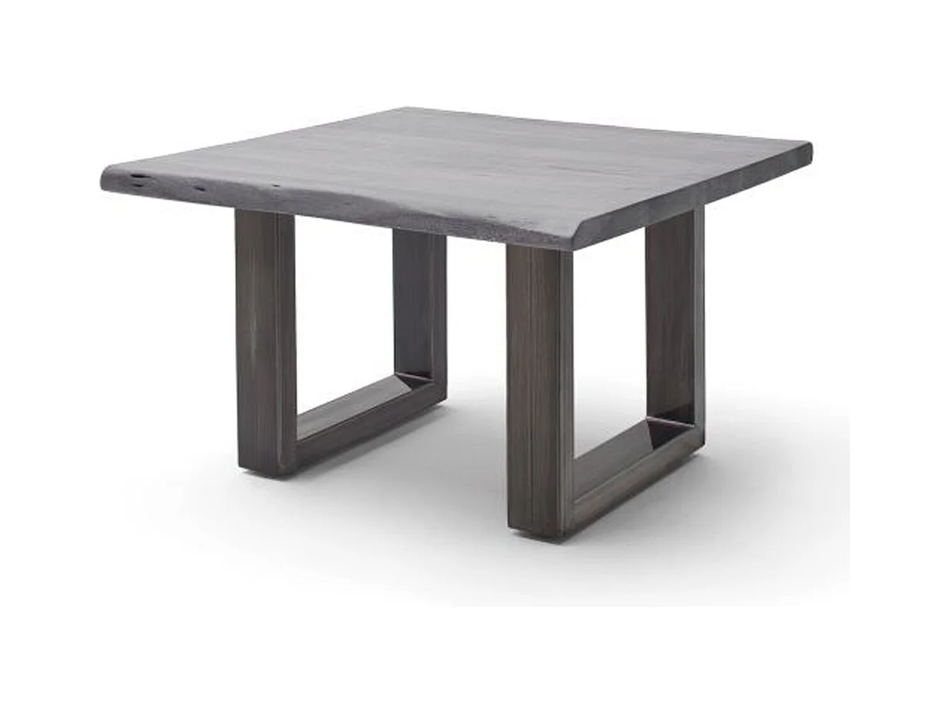 Table basse en bois d'acacia massif gris et acier antique - L.75 x H.45 x P.75 cm