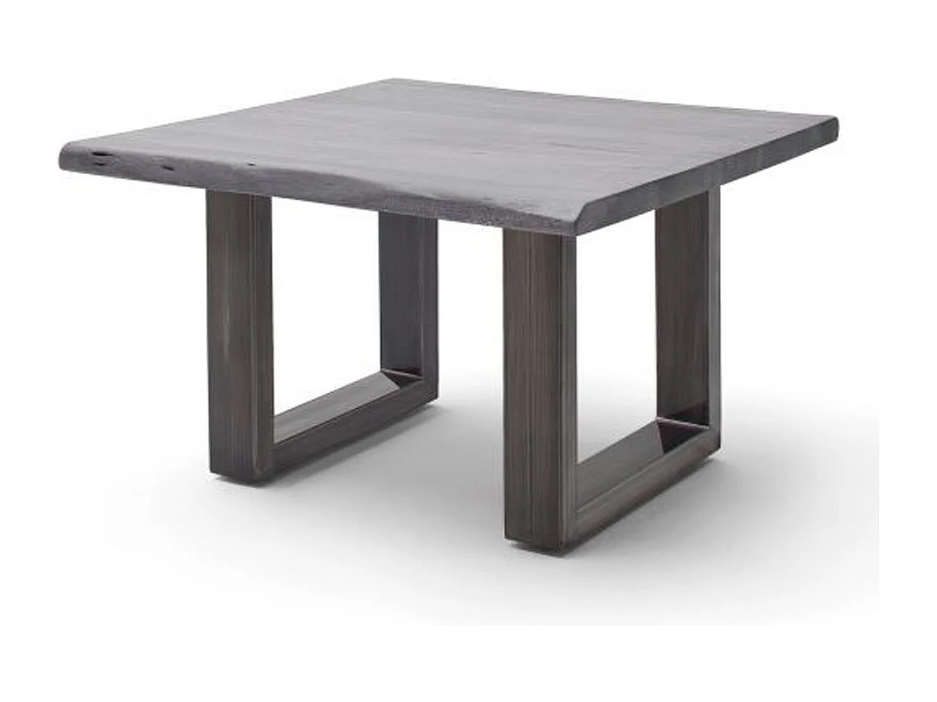 Table basse en bois d'acacia massif gris et acier antique - L.75 x H.45 x P.75 cm