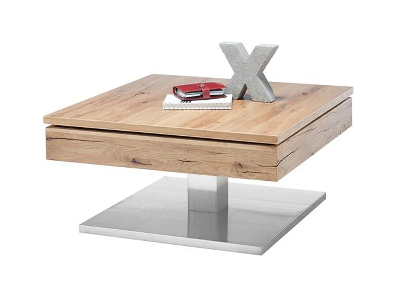 Table basse design en chêne noueux - 75 x 38 x 75 cm