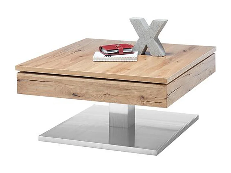 Table basse design en chêne noueux - 75 x 38 x 75 cm