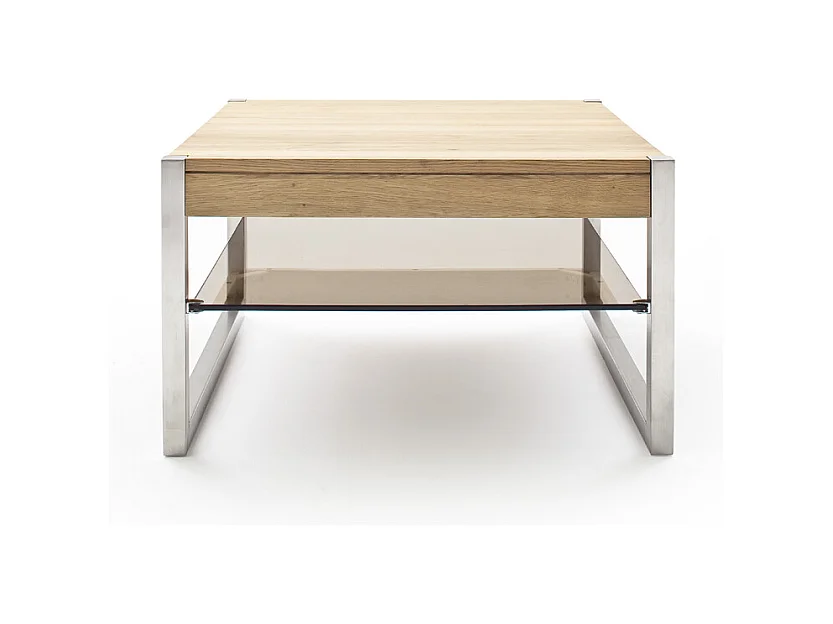 Table basse en chêne massif et verre - L65 x H38 x P65 cm