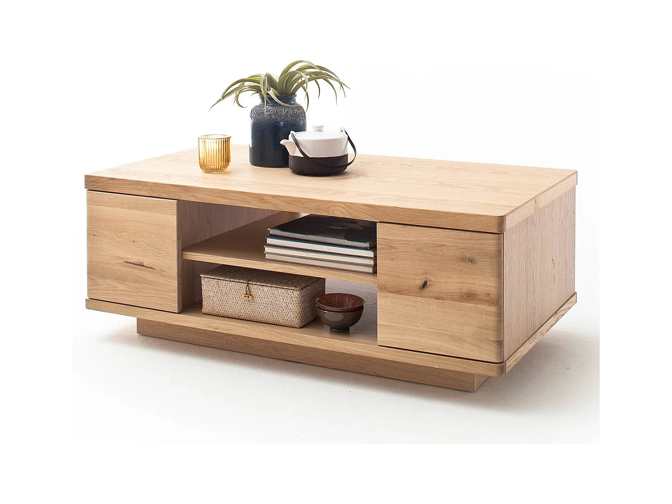 Table basse en chêne sombre bianco huilé - L.115 x H.43 x P.65 cm