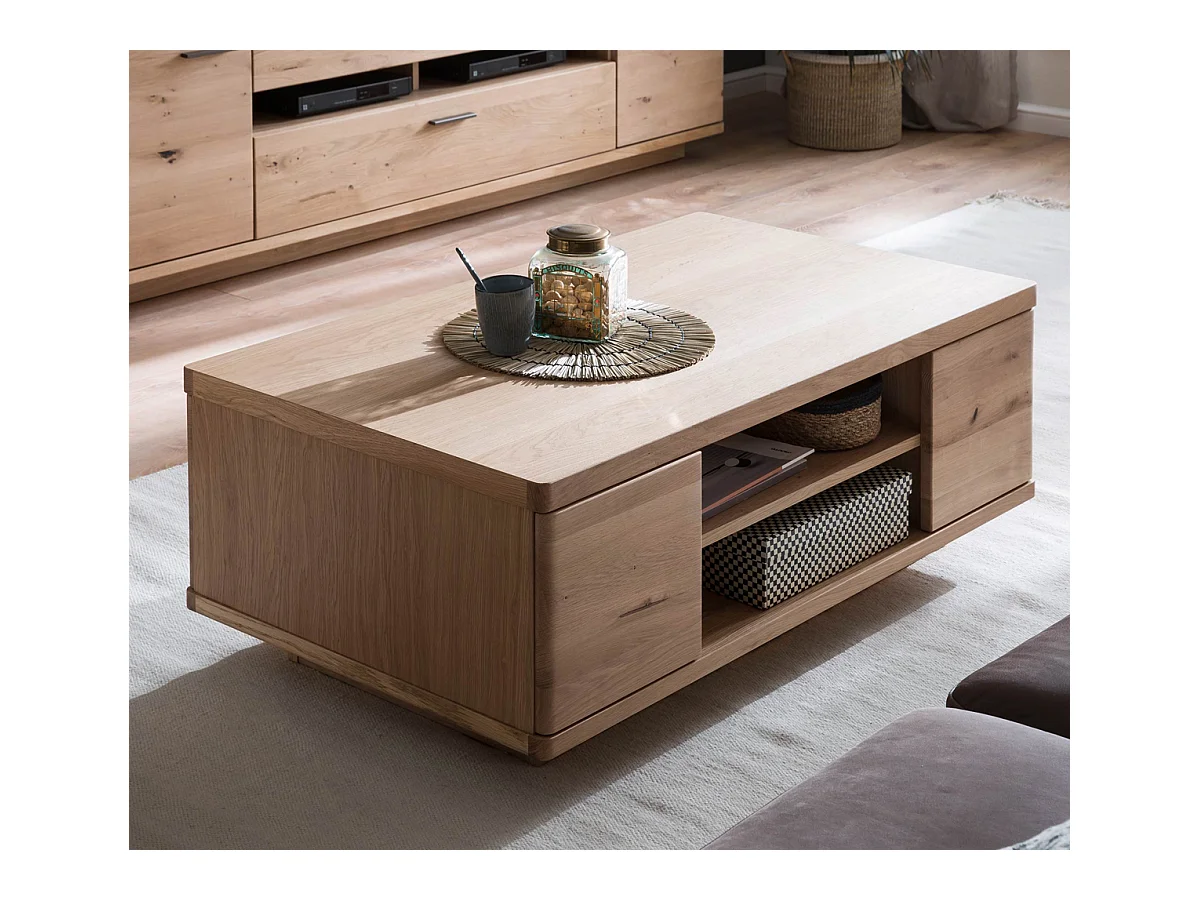 Table basse en chêne sombre bianco huilé - L.115 x H.43 x P.65 cm