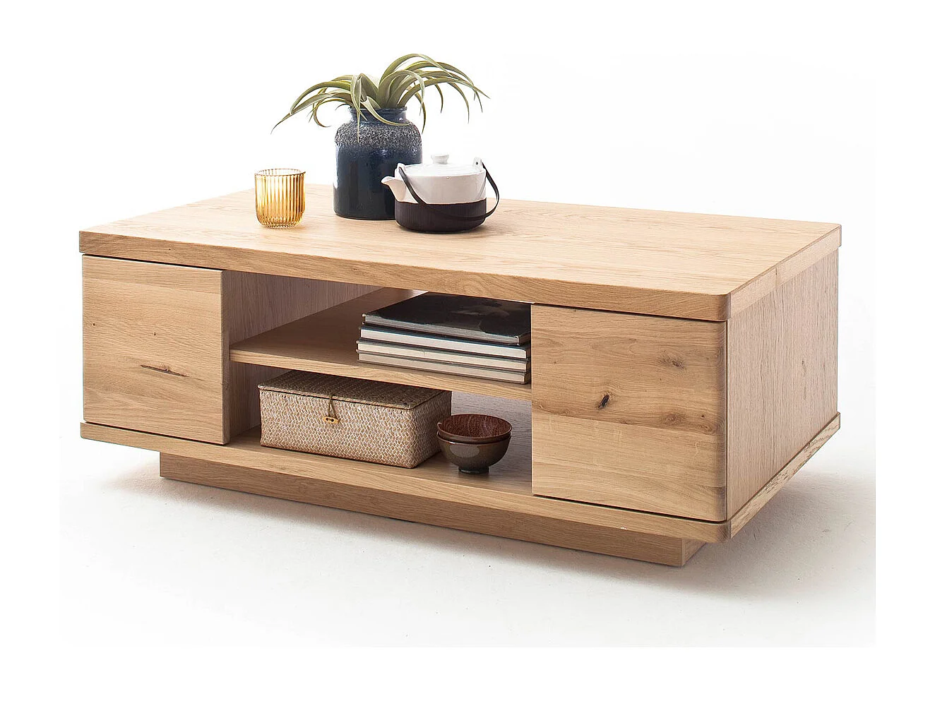 Table basse en chêne sombre bianco huilé - L.115 x H.43 x P.65 cm