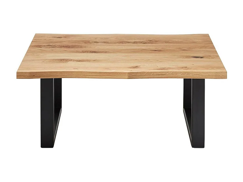 Table basse simple en chêne massif huilé et métal - L.110 x H.45 x P.70 cm