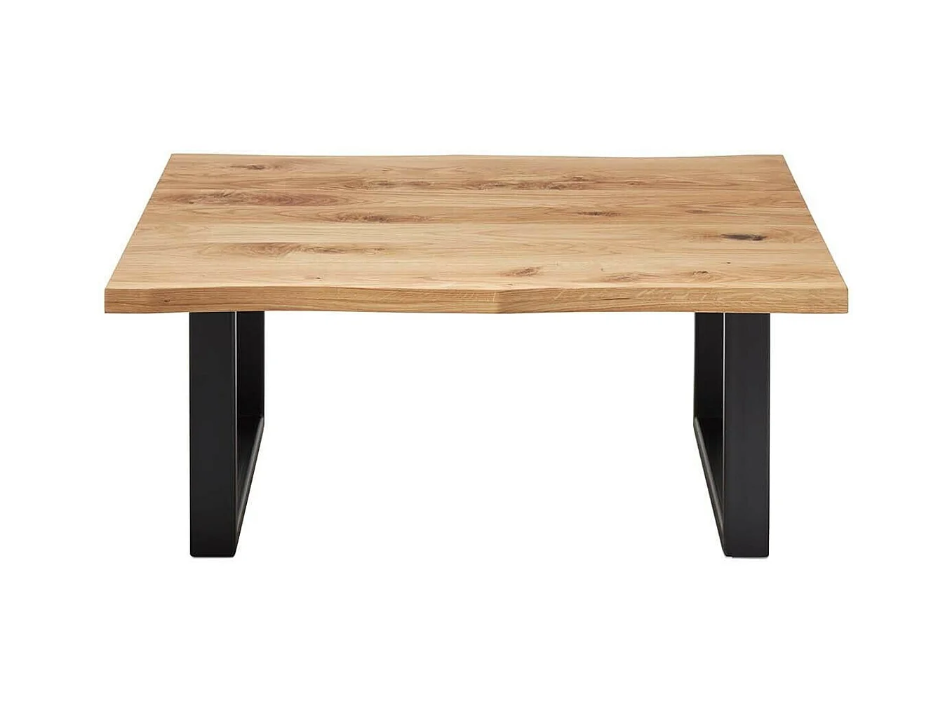 Table basse simple en chêne massif huilé et métal - L.110 x H.45 x P.70 cm