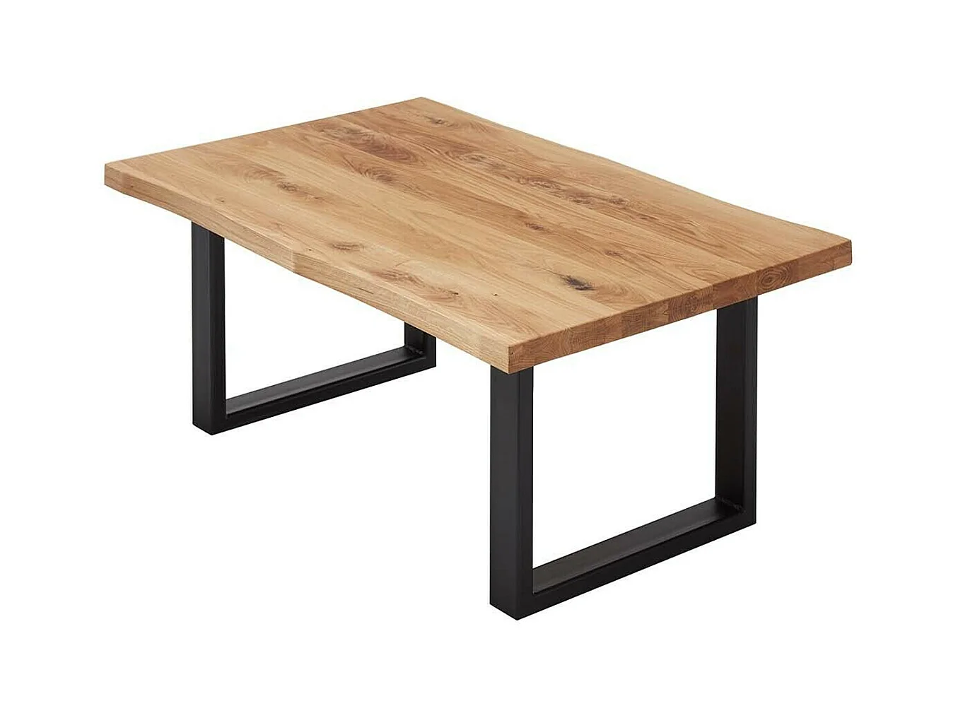 Table basse simple en chêne massif huilé et métal - L.110 x H.45 x P.70 cm
