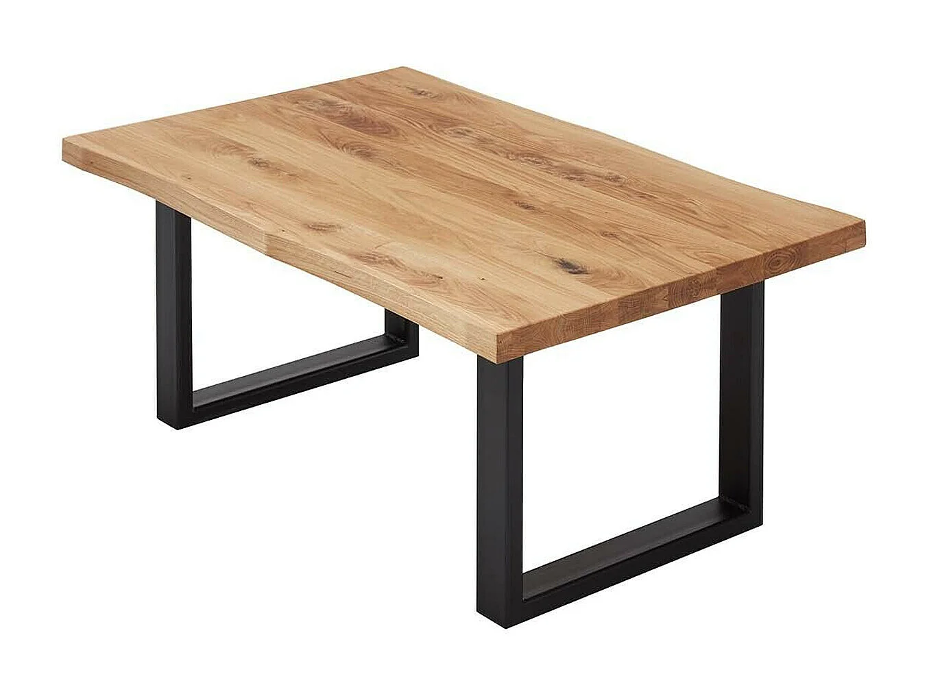 Table basse simple en chêne massif huilé et métal - L.110 x H.45 x P.70 cm