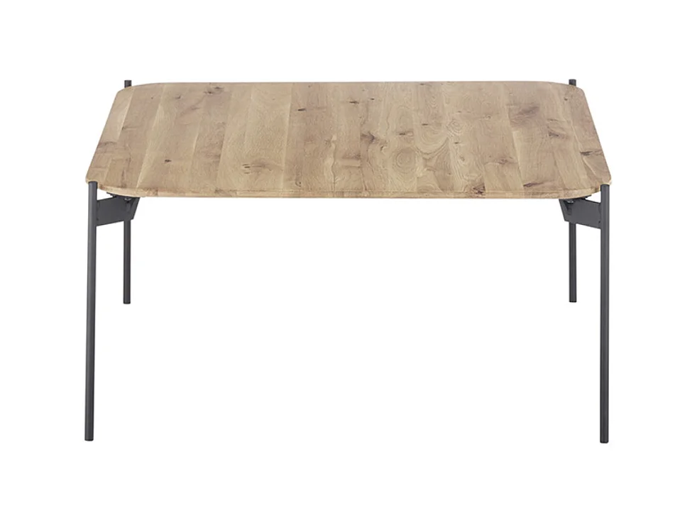 Table basse carrée en bois de chêne massif, pieds en métal - Longueur 80 x Hauteur 38 x Profondeur 80 cm
