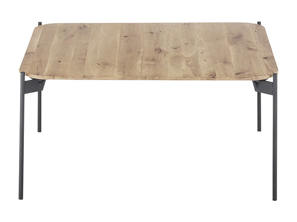 Table basse carrée en bois de chêne massif, pieds en métal - Longueur 80 x Hauteur 38 x Profondeur 80 cm