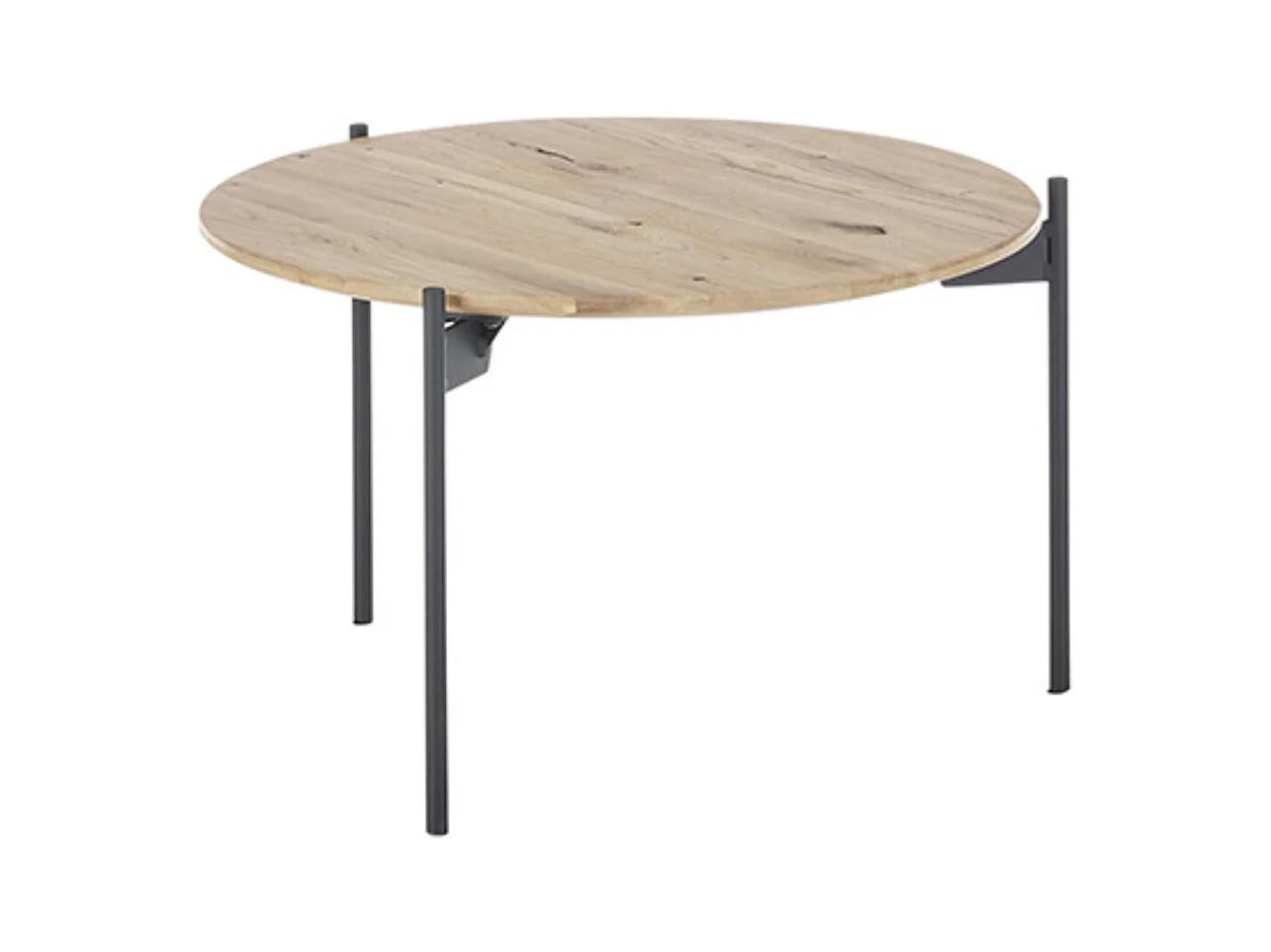 Table basse en bois coloris chêne huilé et métal noir - diamètre 55 x Hauteur 33 cm