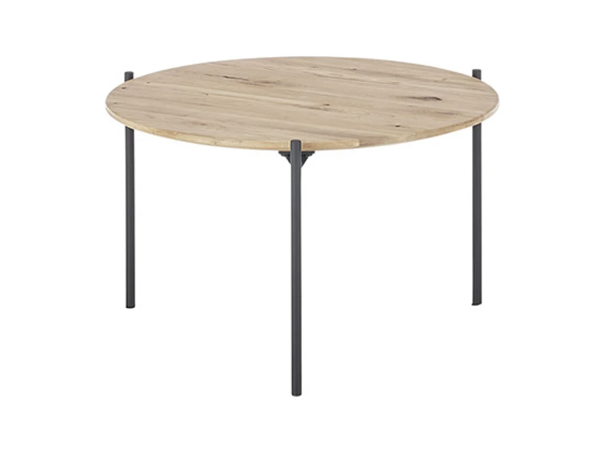 Table basse en bois coloris chêne huilé et métal noir - diamètre 55 x Hauteur 33 cm