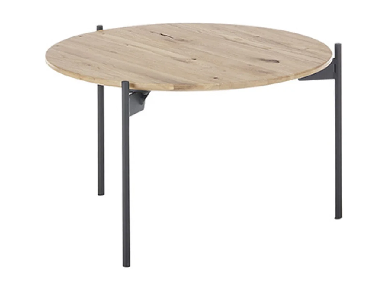 Table basse en bois coloris chêne huilé et métal noir - diamètre 55 x Hauteur 33 cm