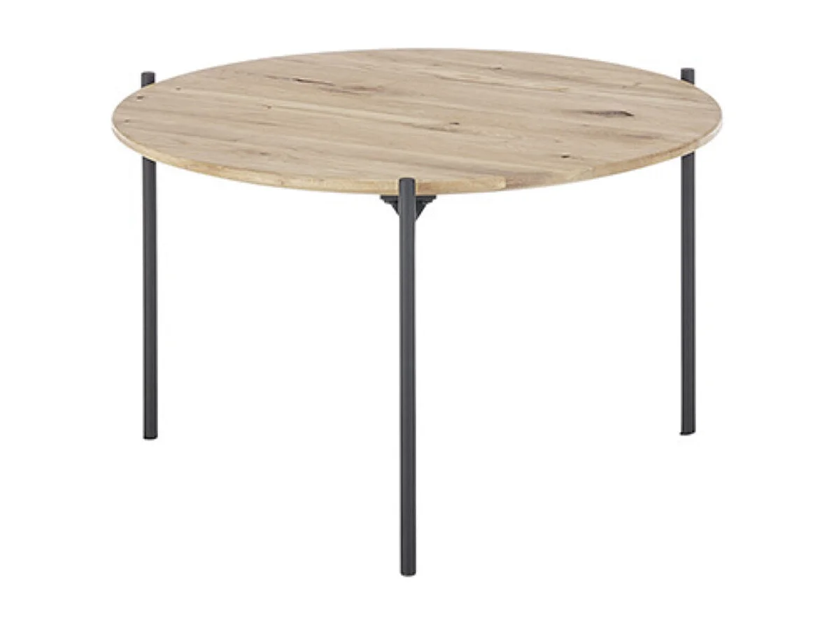 Table basse en bois coloris chêne huilé et métal noir - diamètre 55 x Hauteur 33 cm