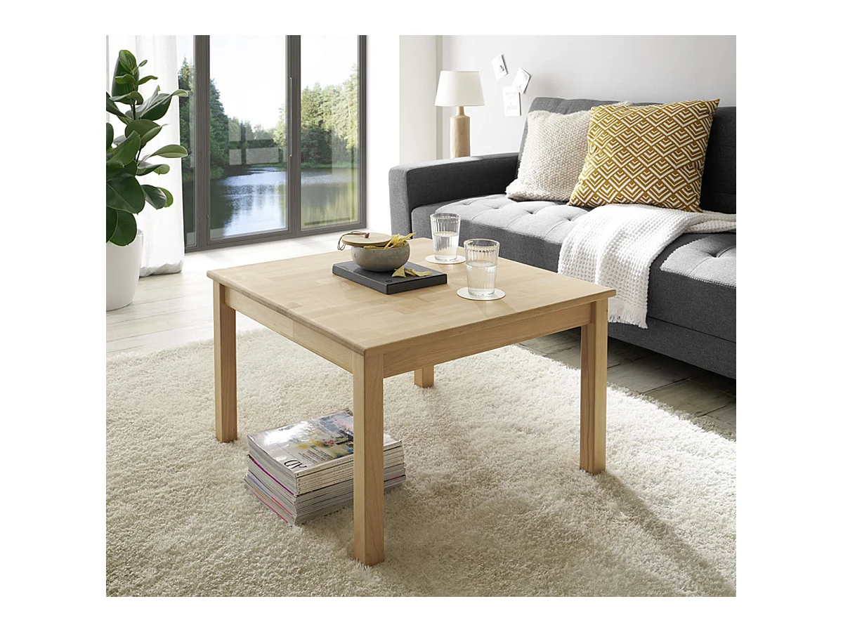 Table basse en bois hêtre massif huilé - Longueur 70 x Hauteur 45 x Profondeur 70 cm