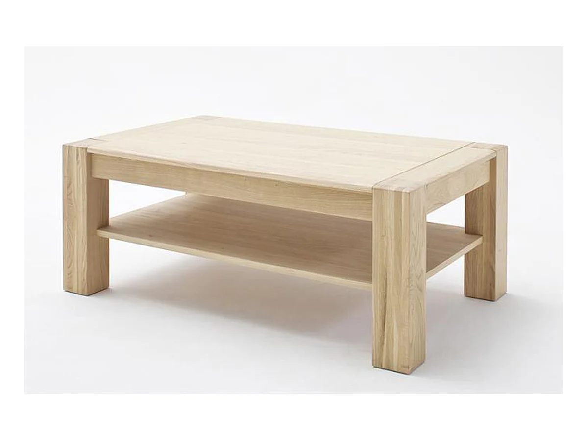 Table basse avec rangements en chêne massif bianco - L.115 x H.45 x P.70 cm
