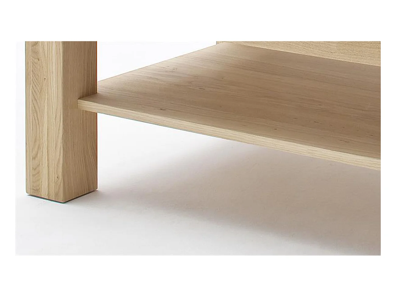 Table basse avec rangements en chêne massif bianco - L.115 x H.45 x P.70 cm