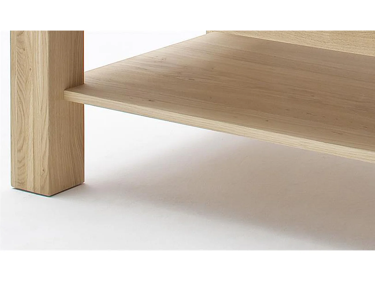 Table basse avec rangements en chêne massif bianco - L.115 x H.45 x P.70 cm