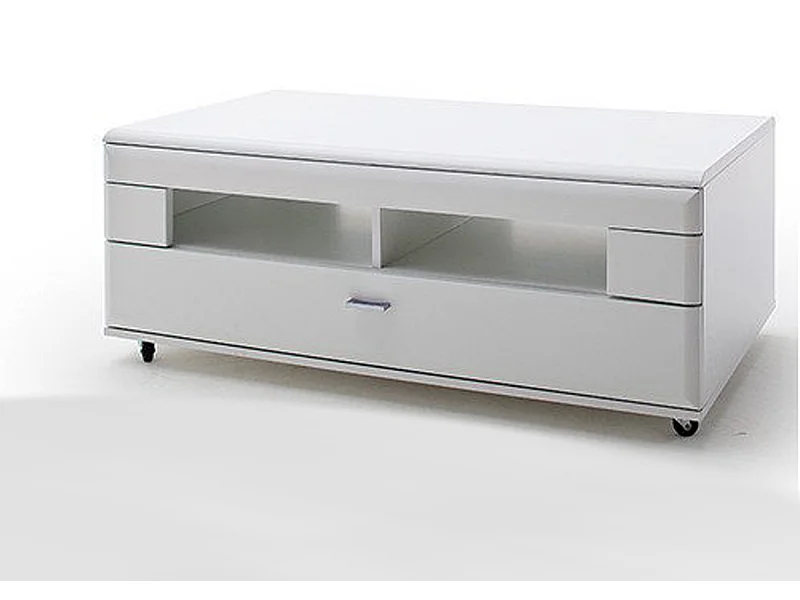 Table basse avec rangement en blanc mat - L.115 x H.44 x P.70 cm
