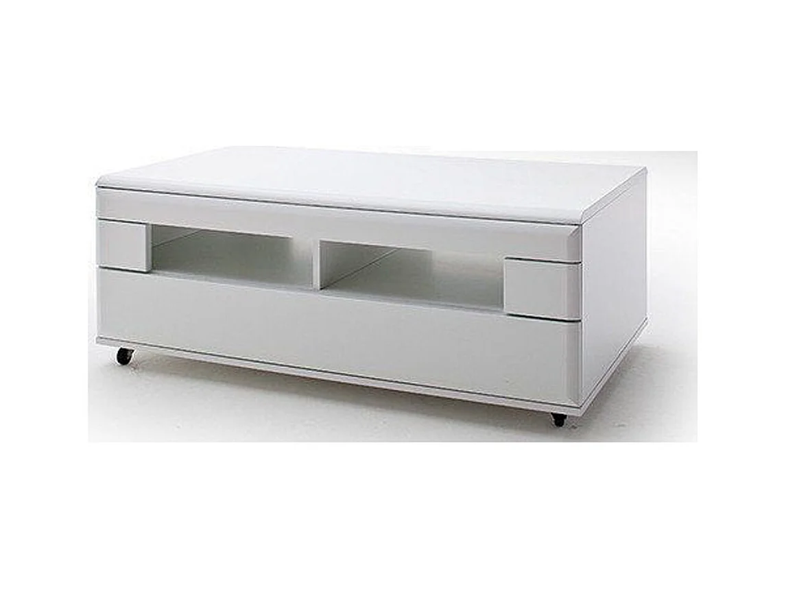 Table basse avec rangement en blanc mat - L.115 x H.44 x P.70 cm