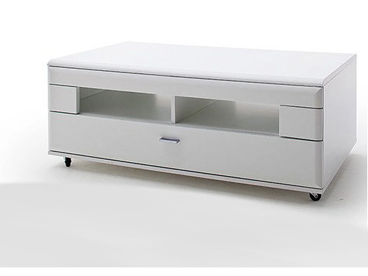 Table basse avec rangement en blanc mat - L.115 x H.44 x P.70 cm