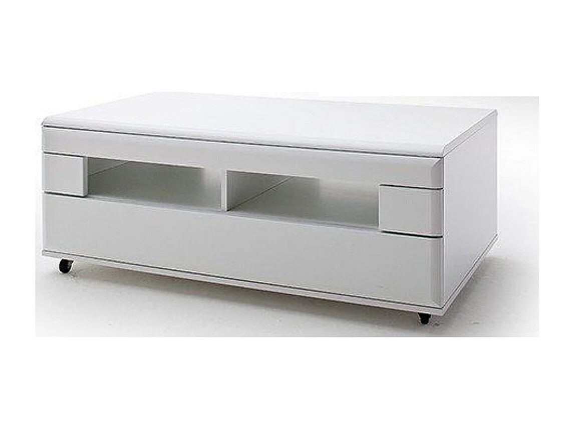 Table basse avec rangement en blanc mat - L.115 x H.44 x P.70 cm