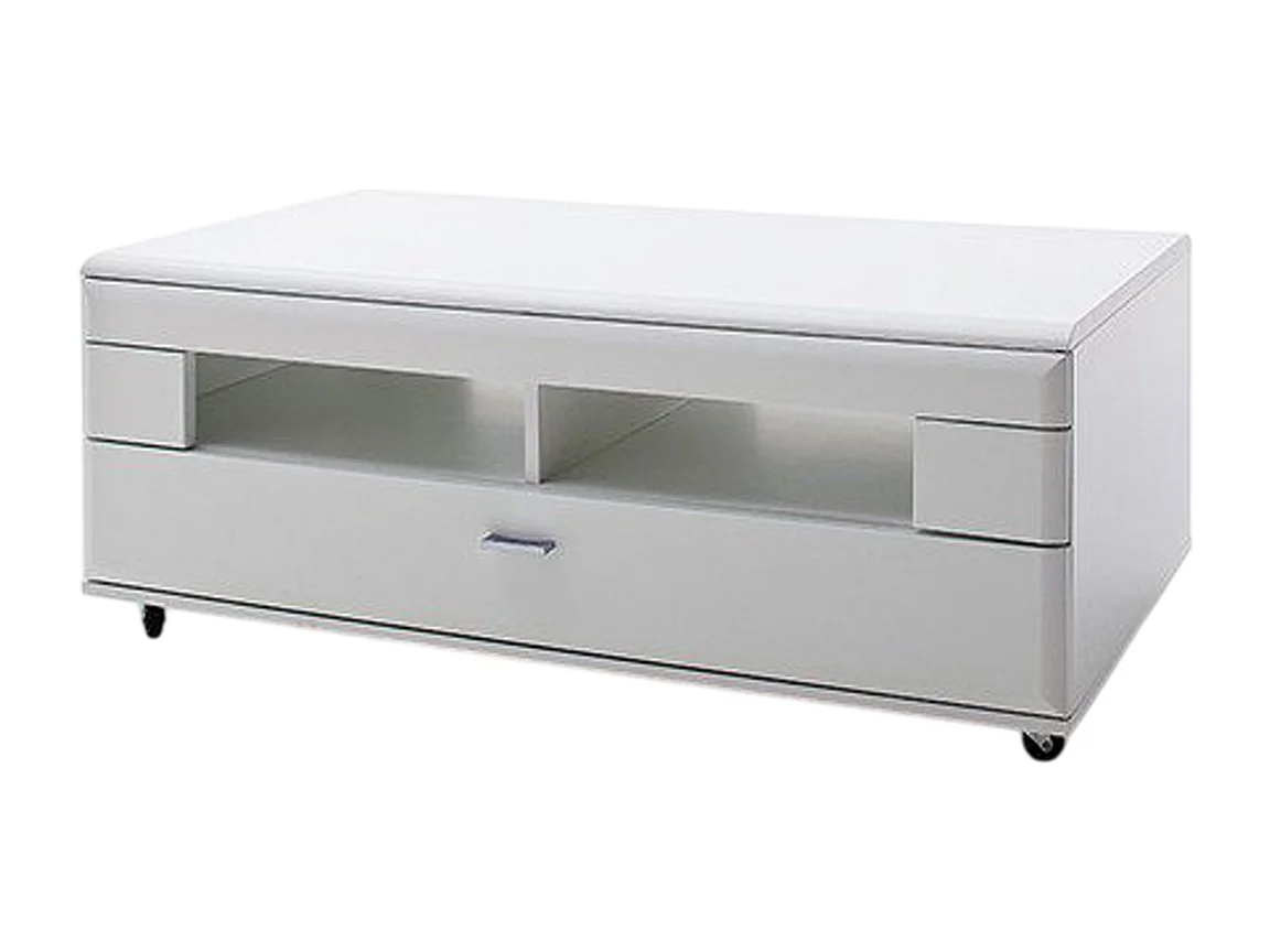 Table basse avec rangement en blanc mat - L.115 x H.44 x P.70 cm