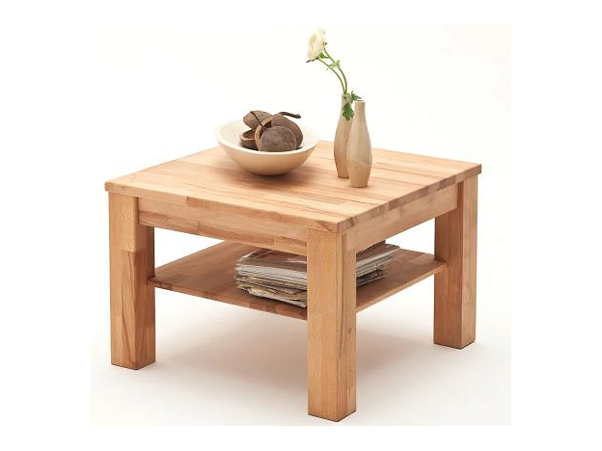 Table basse avec rangements en bois chêne huilé - L.65 x H.45 x P.65 cm