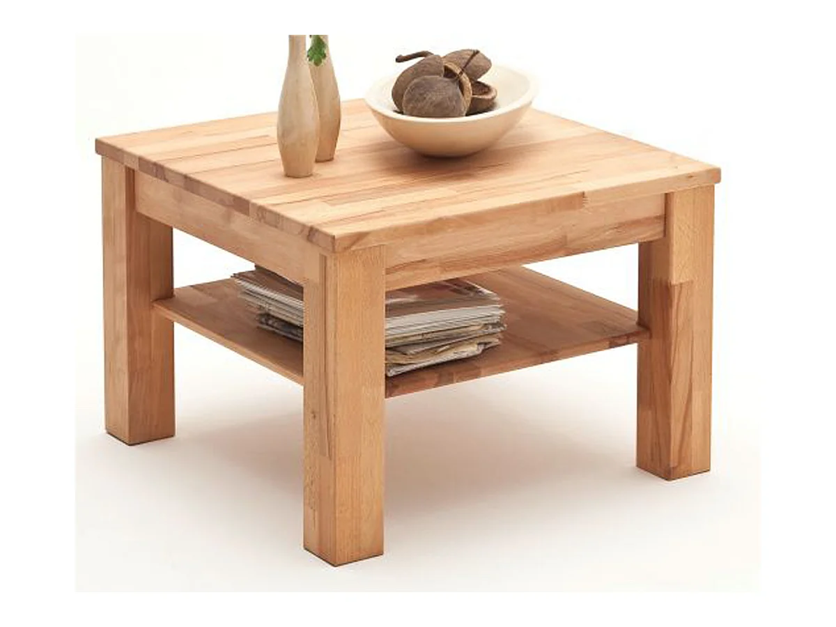 Table basse avec rangements en bois chêne huilé - L.65 x H.45 x P.65 cm