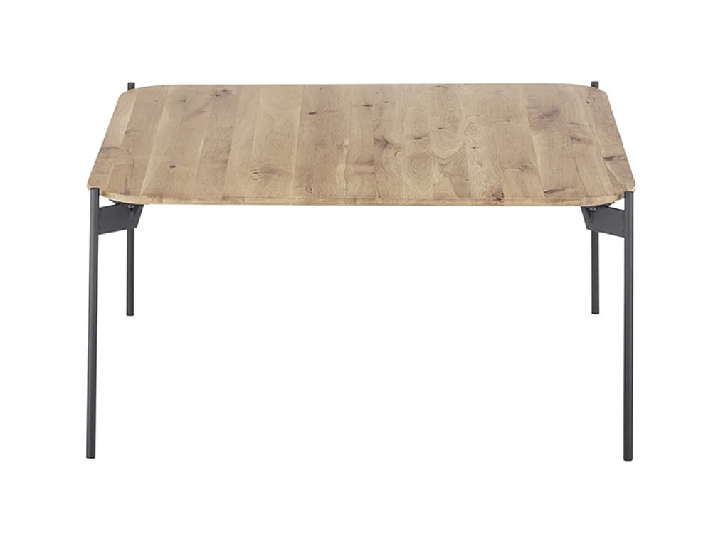 Table basse en bois de chêne massif huilé, pieds en métal noir - Longueur 60 x Hauteur 38 x Profondeur 60 cm