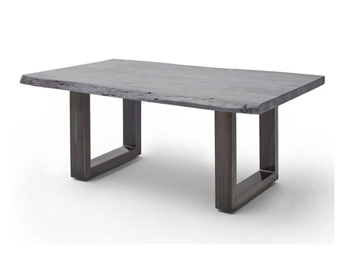 Table basse simple en bois d'acacia massif laqué gris/antique - L.110 x H.45 x P.70 cm