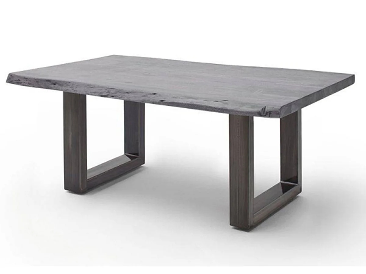 Table basse simple en bois d'acacia massif laqué gris/antique - L.110 x H.45 x P.70 cm