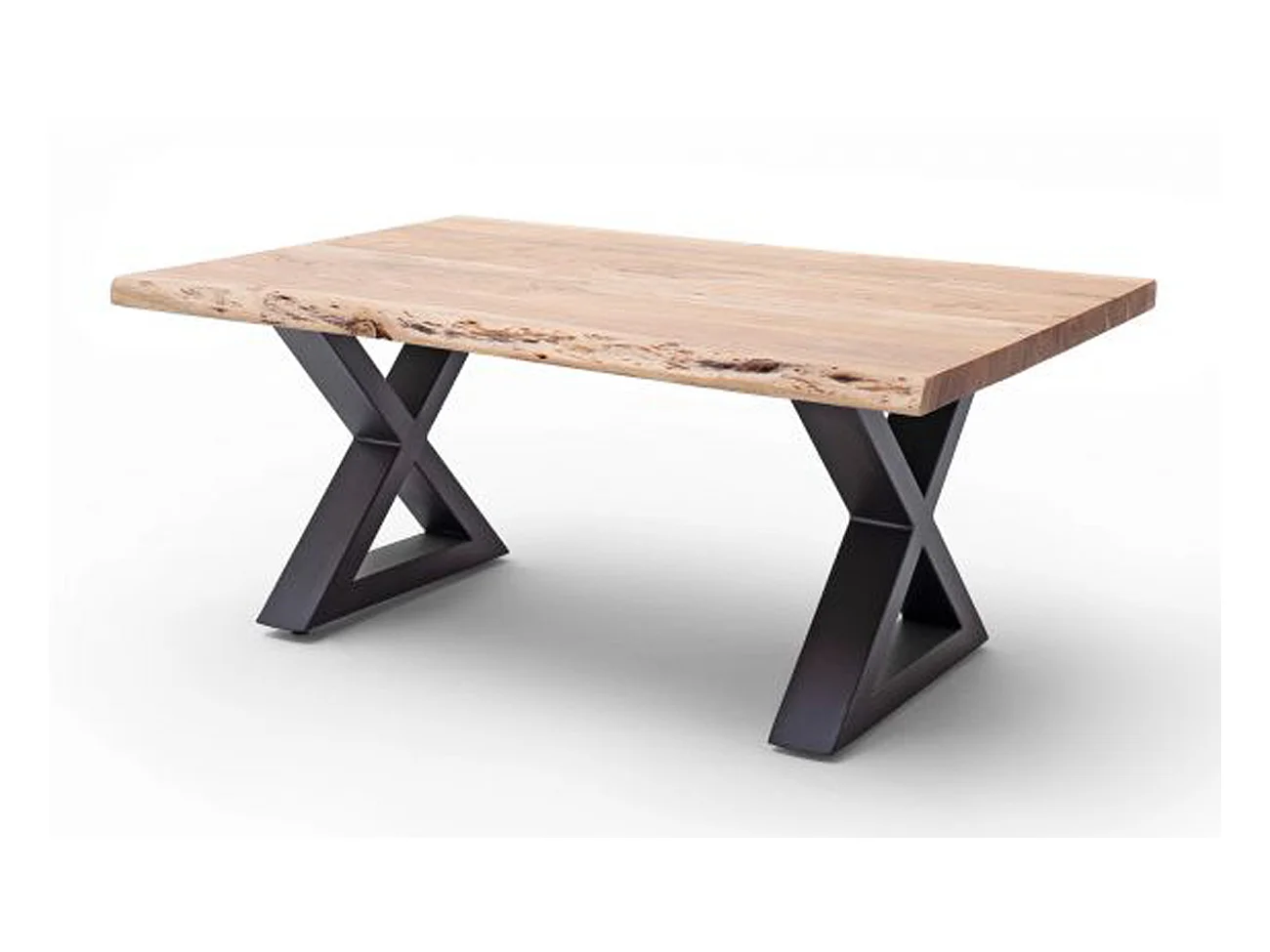 Table basse en bois d'acacia massif naturel / acier anthracite - L.110 x H.45 x P.70 cm