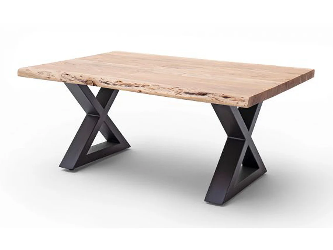 Table basse en bois d'acacia massif naturel / acier anthracite - L.110 x H.45 x P.70 cm