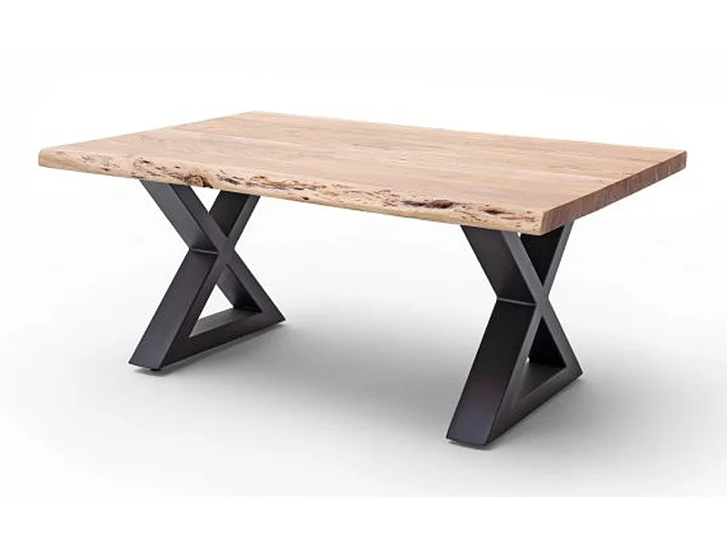 Table basse en bois d'acacia massif naturel / acier anthracite - L.110 x H.45 x P.70 cm