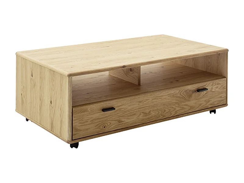 Table basse rectangulaire coloris chêne sauvage huilé - Longueur 115 x Hauteur 44 x Profondeur 65 cm