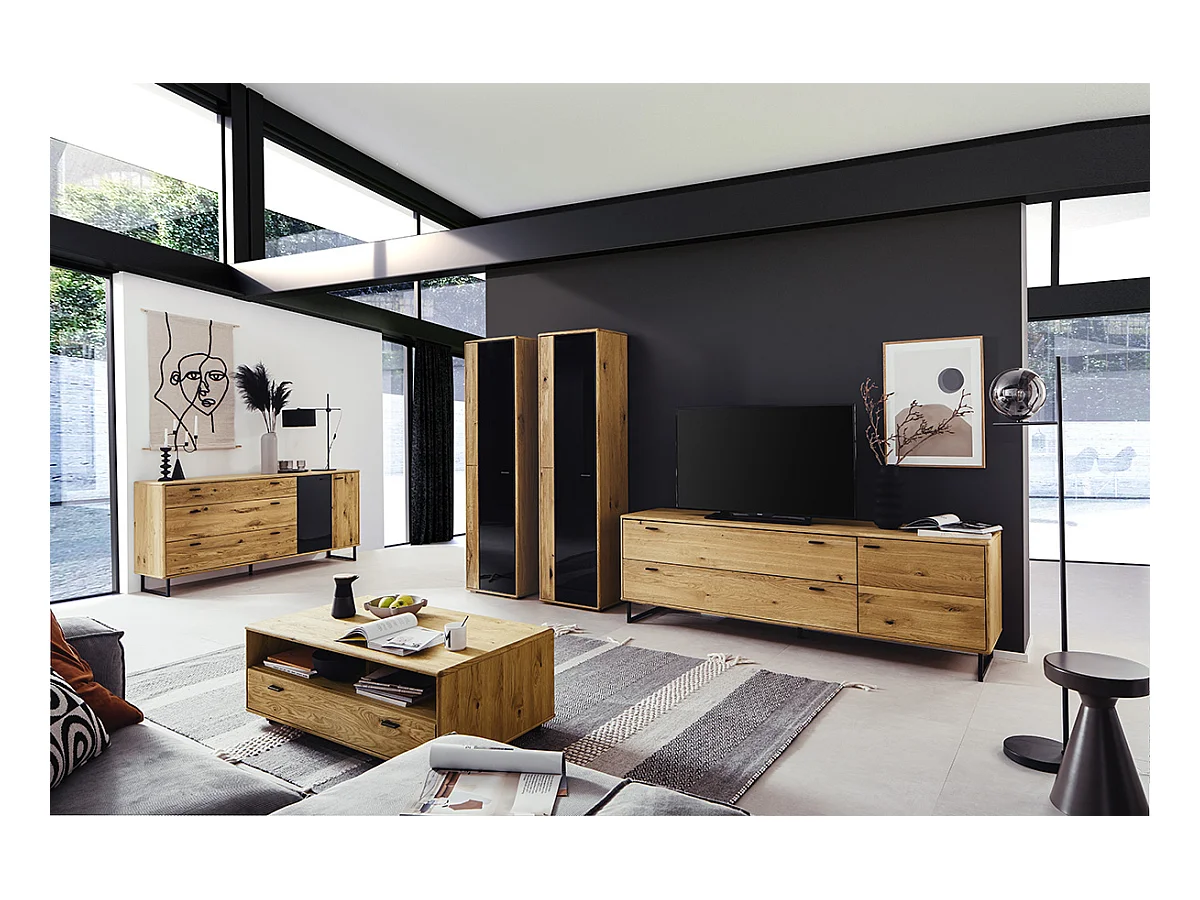 Table basse rectangulaire coloris chêne sauvage huilé - Longueur 115 x Hauteur 44 x Profondeur 65 cm