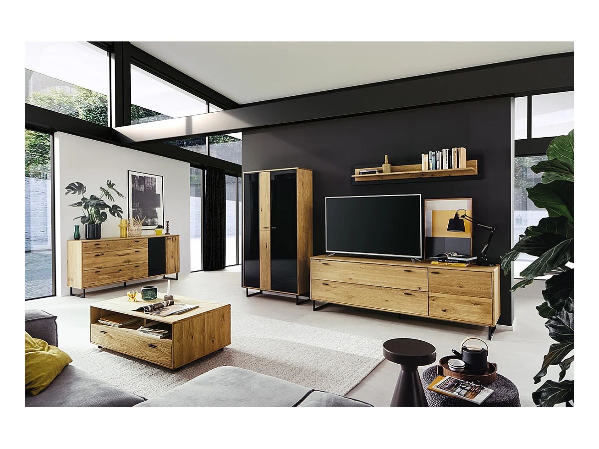 Table basse rectangulaire coloris chêne sauvage huilé - Longueur 115 x Hauteur 44 x Profondeur 65 cm