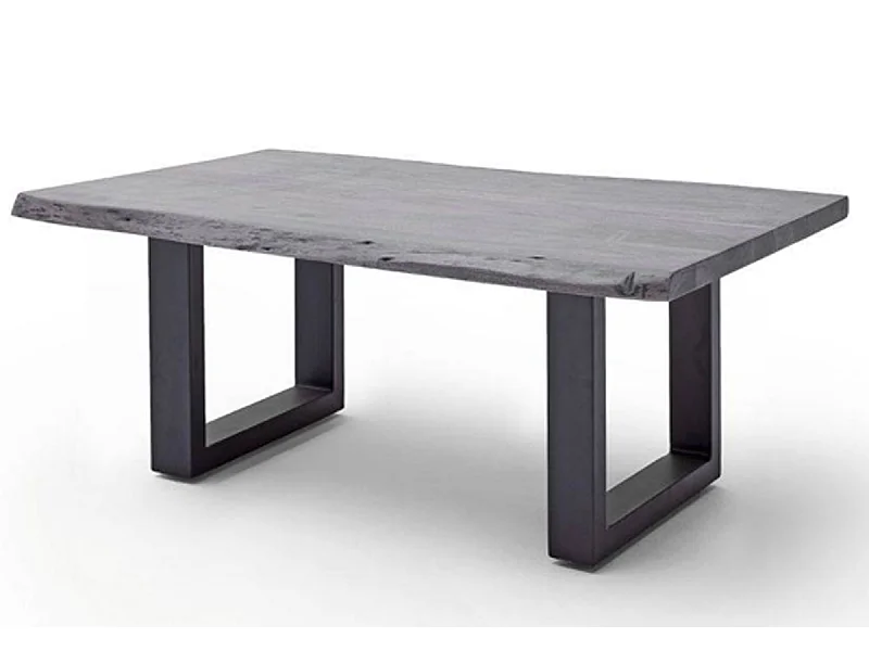 Table basse simple en bois d'acacia massif laqué gris / anthracite - L.110 x H.45 x P.70 cm