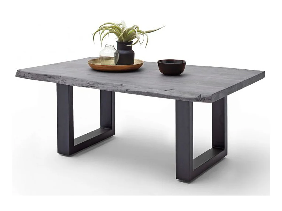 Table basse simple en bois d'acacia massif laqué gris / anthracite - L.110 x H.45 x P.70 cm