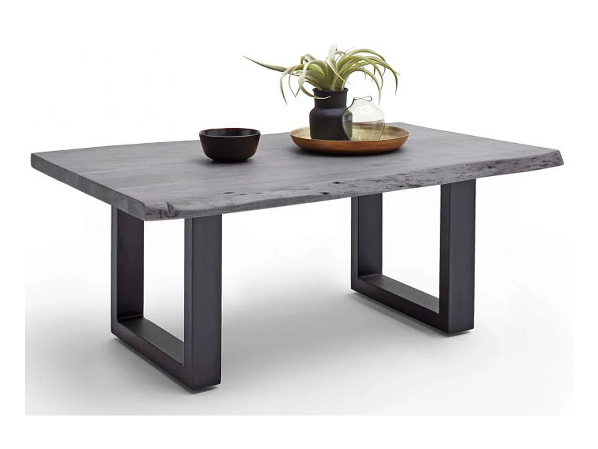 Table basse simple en bois d'acacia massif laqué gris / anthracite - L.110 x H.45 x P.70 cm