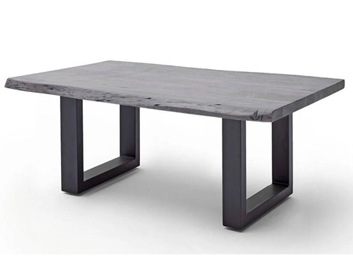 Table basse simple en bois d'acacia massif laqué gris / anthracite - L.110 x H.45 x P.70 cm