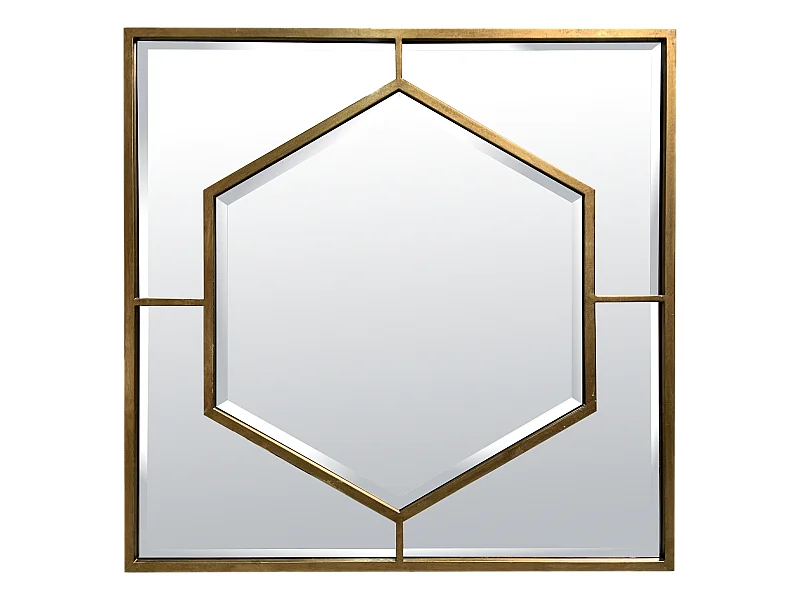 Miroir hexagone métal doré 80x80cm