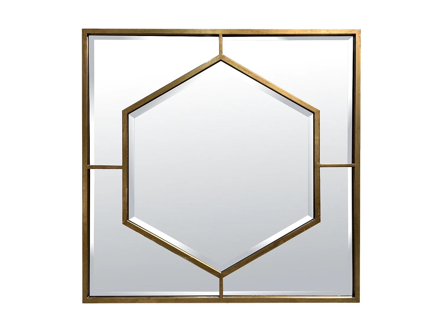 Miroir hexagone métal doré 80x80cm