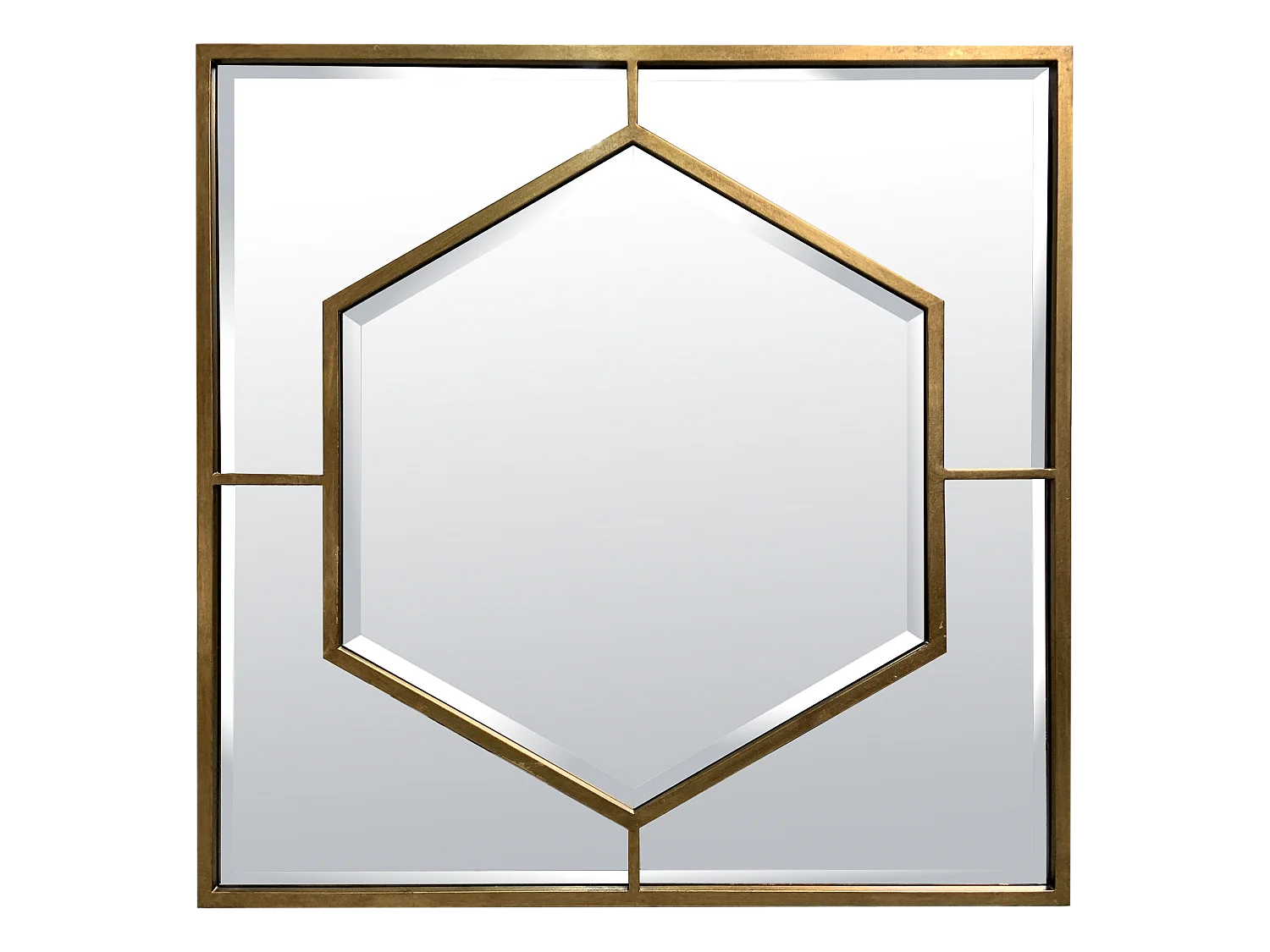 Miroir hexagone métal doré 80x80cm
