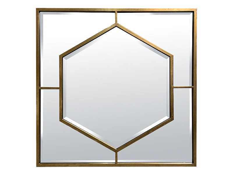 Miroir hexagone métal doré 80x80cm