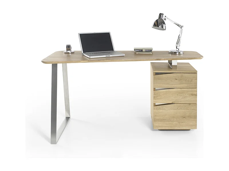 Bureau avec 3 tiroirs en chêne - L150 x H75 x P67 cm
