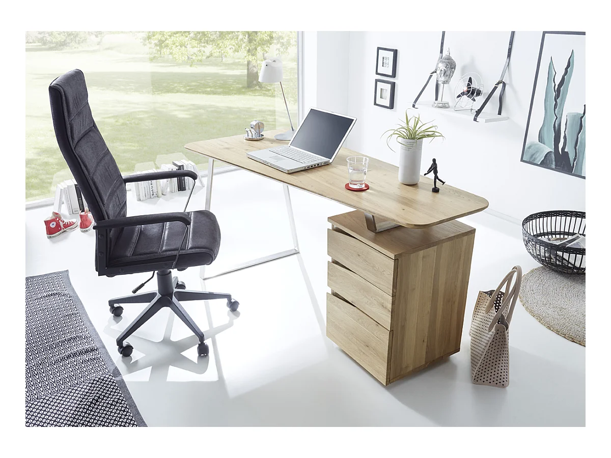 Bureau avec 3 tiroirs en chêne - L150 x H75 x P67 cm